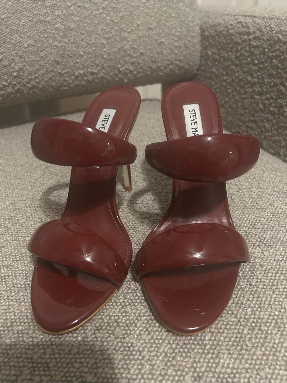 Steve Madden Saturn Deep Burgundy Patent Double-Band Heels. NWOT